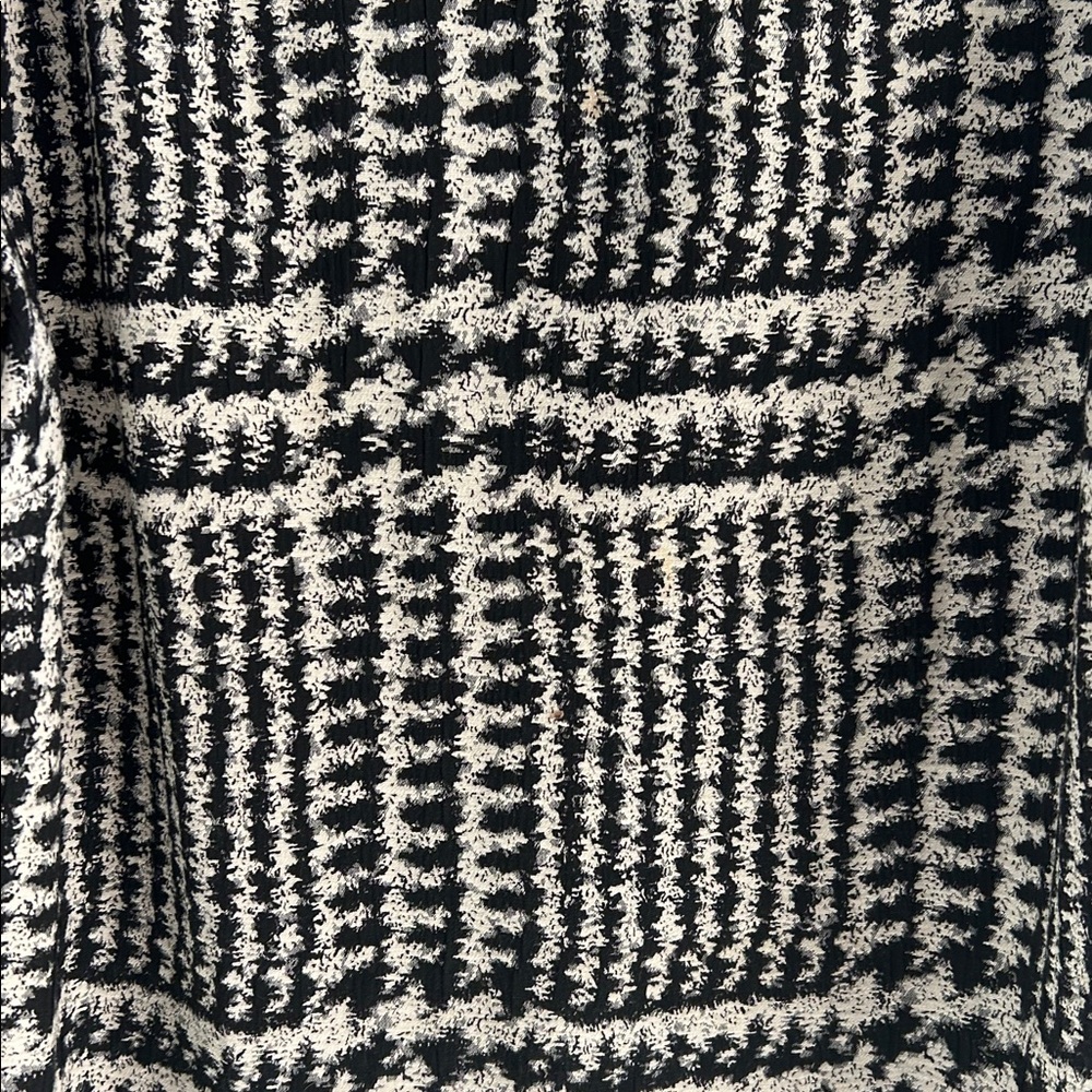 ZARA WOMAN SHIFT DRESS BLACK WHITE HOUNDSTOOTH PLAID BELL SLEEVES SIZE L - Picture 2 of 5